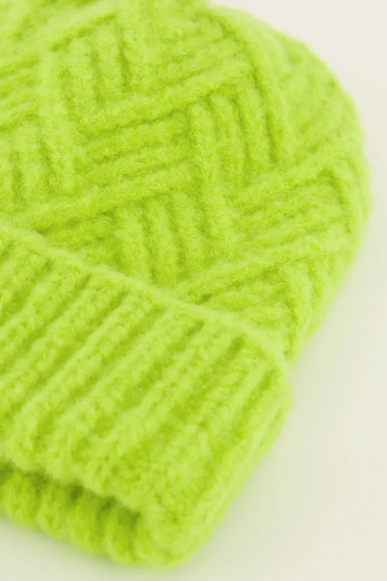Bonnet En Maille Torsadée Verte