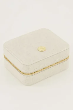 Boîte à Bijoux Beige Médium En Lin