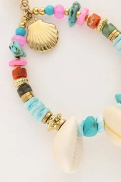 Boucle D'oreille Art Avec Perles Bleues Et Coquillages