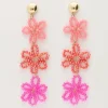 Boucles D'oreilles Avec 3 Fleurs Roses