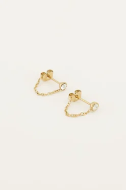 Boucles D’oreilles Avec Chaîne Et Pierre