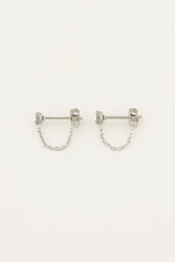 Boucles D’oreilles Avec Chaîne Et Pierre