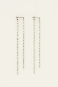 Boucles D’oreilles Avec Cordons De Pierres En Strass