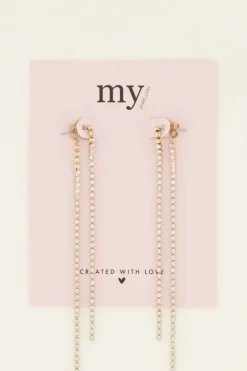 Boucles D’oreilles Avec Cordons De Pierres En Strass