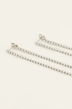 Boucles D’oreilles Avec Cordons De Pierres En Strass