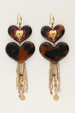 Boucles D'oreilles Avec Cœurs Et Cordons Imprimés Léopard