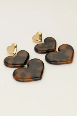 Boucles D'oreilles Avec Cœurs Imprimés Léopard