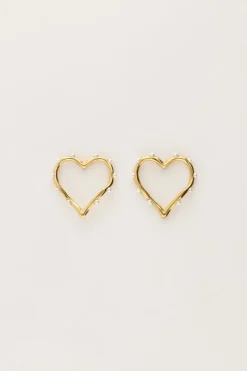 Boucles D'oreilles Avec Cœur Ouvert Et Perles