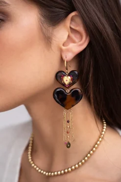 Boucles D'oreilles Avec Cœurs Et Cordons Imprimés Léopard