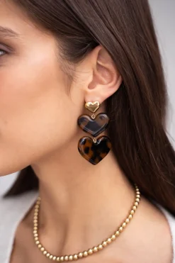 Boucles D'oreilles Avec Cœurs Imprimés Léopard