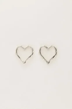 Boucles D'oreilles Avec Cœur Ouvert Et Perles