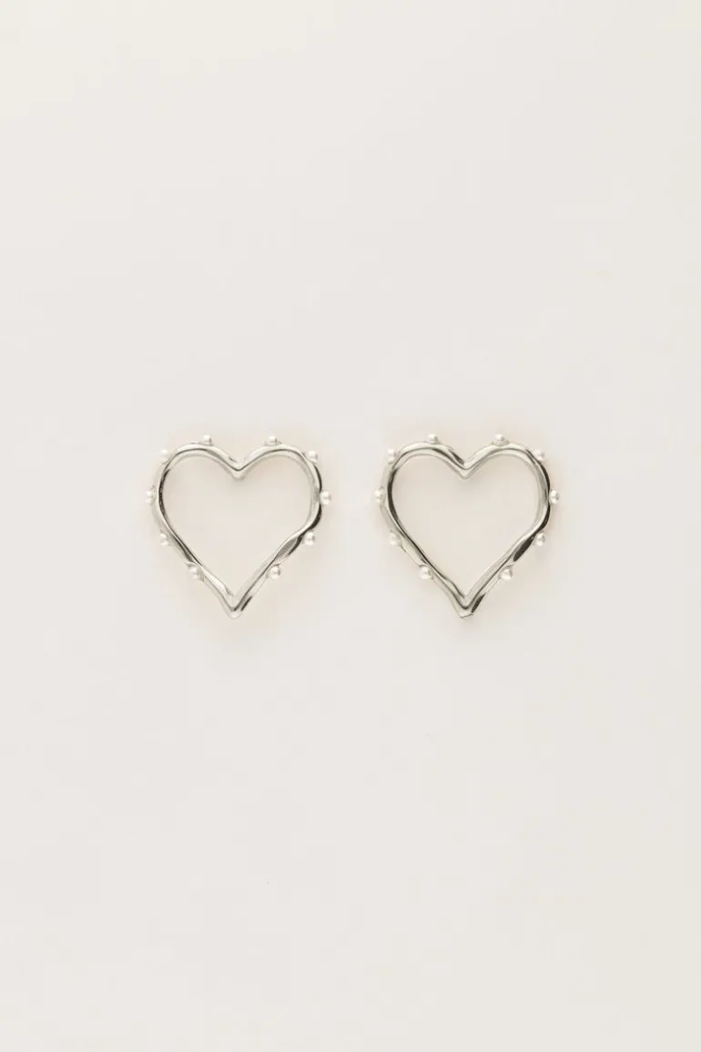 Boucles D'oreilles Avec Cœur Ouvert Et Perles