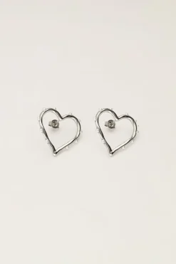 Boucles D'oreilles Avec Cœur Ouvert Et Perles