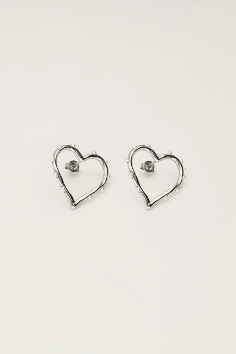 Boucles D'oreilles Avec Cœur Ouvert Et Perles