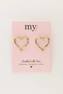 Boucles D'oreilles Avec Cœur Ouvert Et Perles