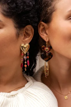 Boucles D'oreilles Avec Cœurs Et Cordons Imprimés Léopard