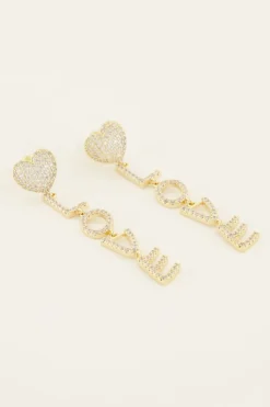Boucles D’oreilles Avec Lettres Love Et Strass