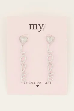 Boucles D’oreilles Avec Lettres Love Et Strass