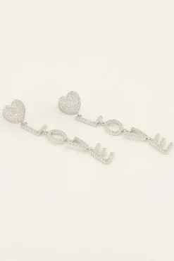 Boucles D’oreilles Avec Lettres Love Et Strass