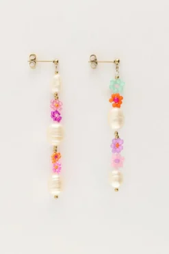Boucles D'oreilles Avec Perles Et Fleurs