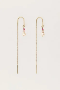 Boucles D'oreilles Avec Perles Roses Et Une Perle