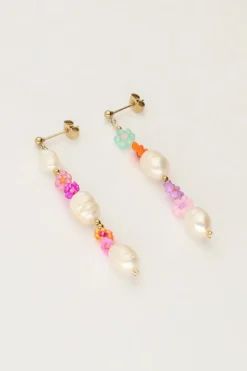 Boucles D'oreilles Avec Perles Et Fleurs