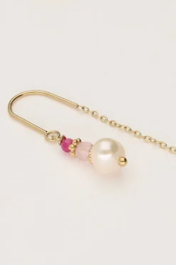 Boucles D'oreilles Avec Perles Roses Et Une Perle