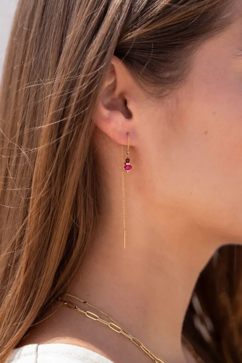 Boucles D'oreilles Avec Perles Violettes