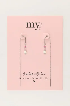 Boucles D'oreilles Avec Perles Roses Et Une Perle