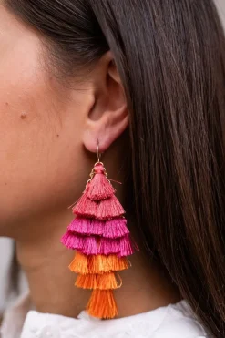 Boucles D'oreilles Avec Pompons Colorés
