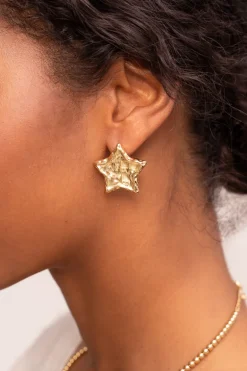 Boucles D'oreilles Avec étoile "martelée"