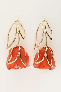 Boucles D'oreilles Avec Tulipe Orange