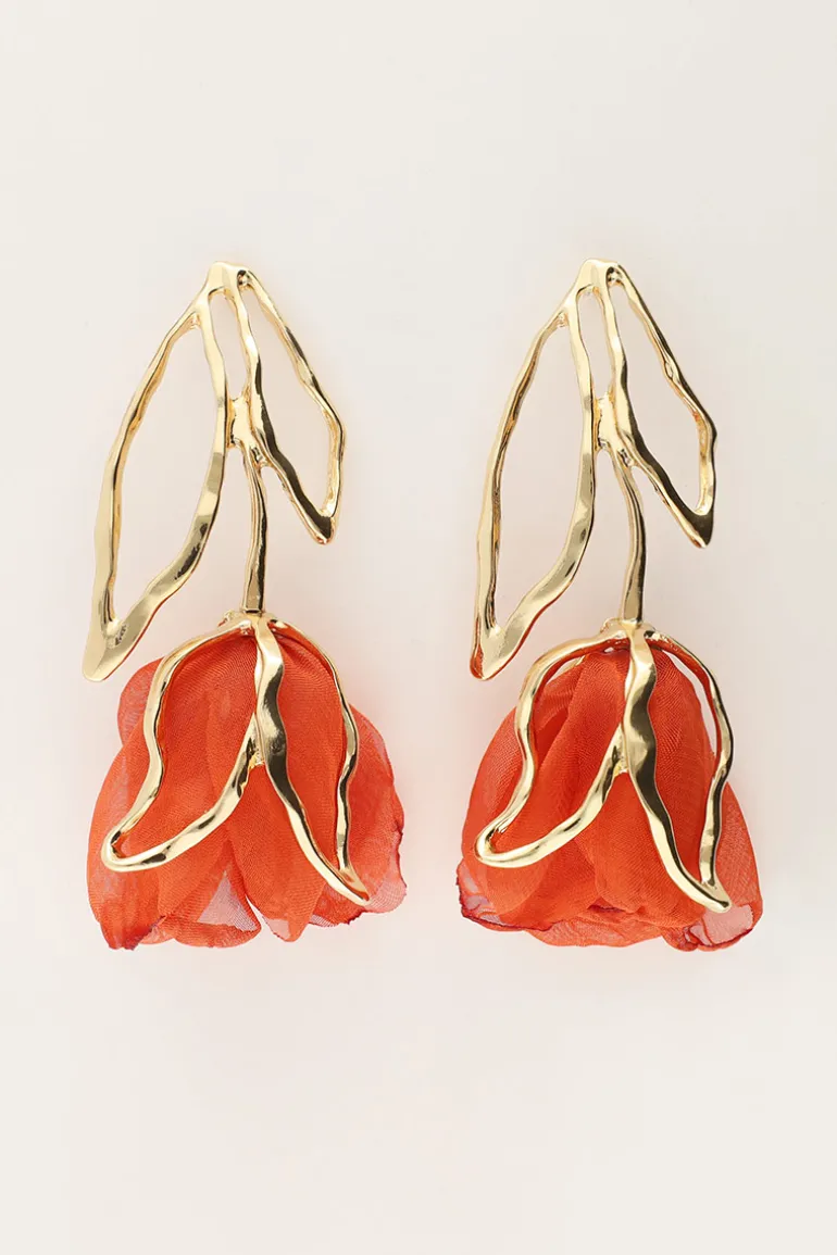 Boucles D'oreilles Avec Tulipe Orange