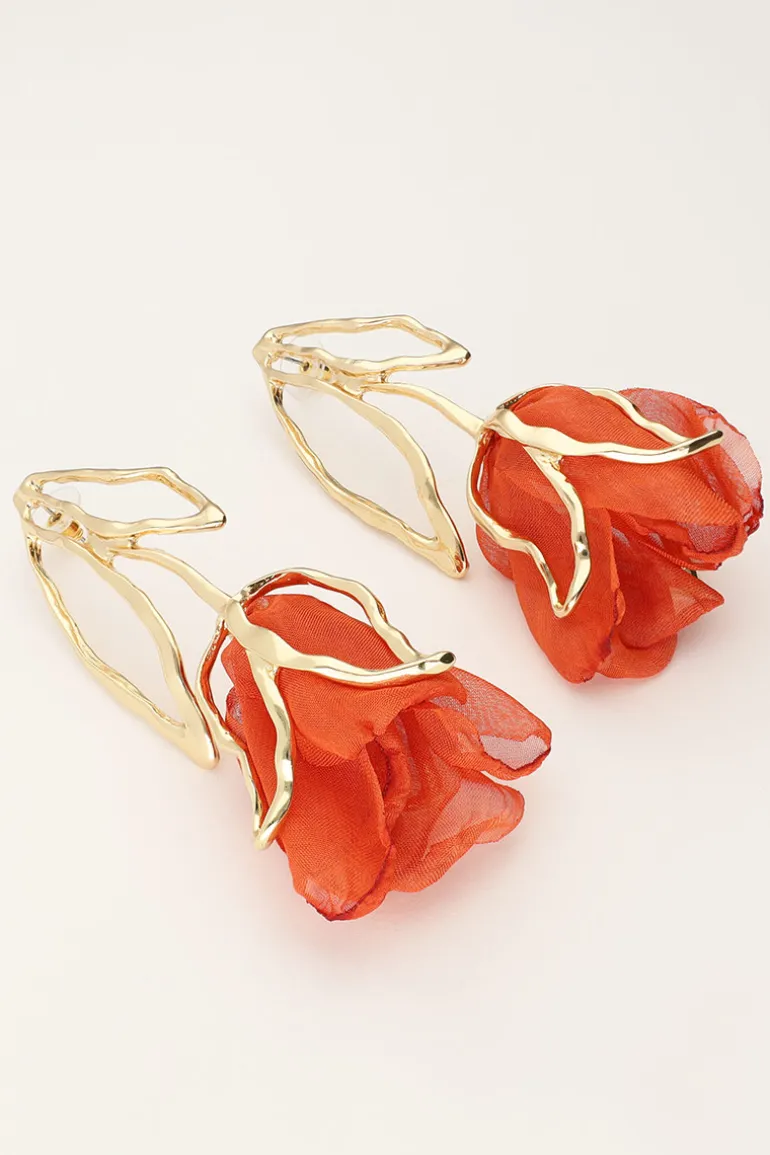 Boucles D'oreilles Avec Tulipe Orange