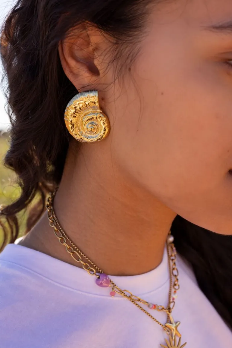 Boucles D'oreilles Clous D'oreilles Avec Gros Coquillage