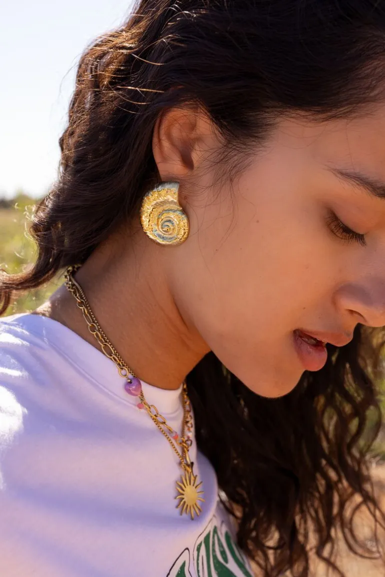 Boucles D'oreilles Clous D'oreilles Avec Gros Coquillage