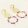 Boucles D'oreilles Coquillage Et Anneau Coloré