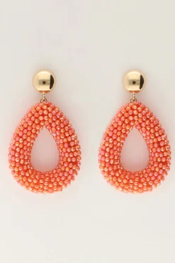Boucles D'oreilles Corail Avec Pierres
