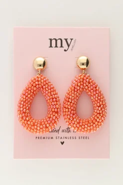 Boucles D'oreilles Corail Avec Pierres