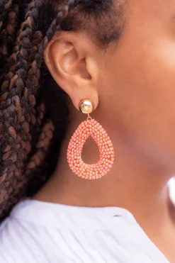 Boucles D'oreilles Corail Avec Pierres