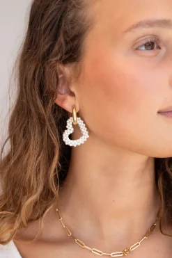 Boucles D'oreilles Cœur Avec Perles
