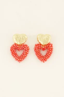 Boucles D'oreilles Cœurs à Bouton Doré Tendance