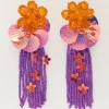 Boucles D'oreilles Island Avec Fleurs Et Franges Violettes
