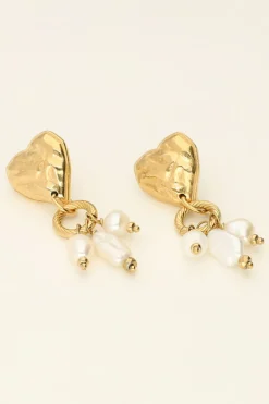 Boucles D’oreilles Longues Coeur Et Perles