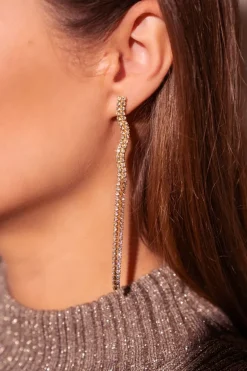 Boucles D'oreilles Longues à Strass Universe