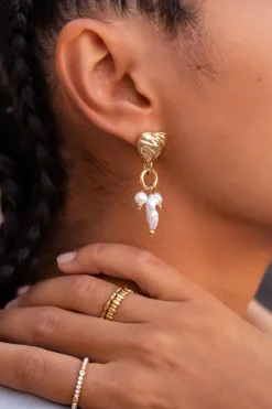 Boucles D’oreilles Longues Coeur Et Perles