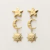 Boucles D'oreilles Pendantes Starry Avec étoile Et Soleil
