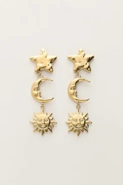 Boucles D'oreilles Pendantes Starry Avec étoile Et Soleil