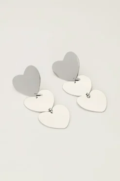 Boucles D’oreilles Pendantes à Trois Cœurs