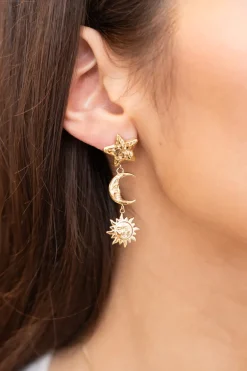 Boucles D'oreilles Pendantes Starry Avec étoile Et Soleil